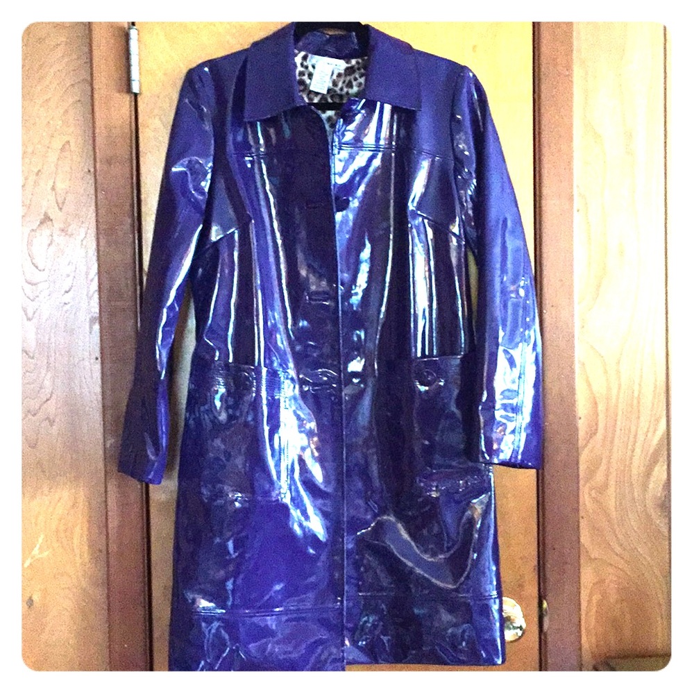 Patent leather purple raincoat